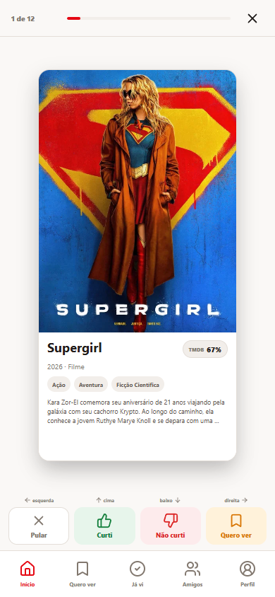 Tela de descoberta por cartões do Cinegram